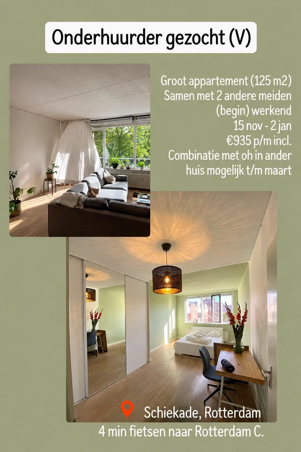 Furnished Room Schiekade, Rotterdam - For Rent
