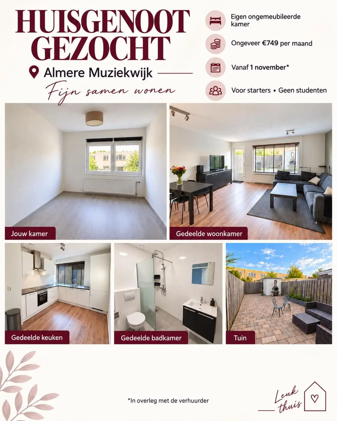 Habitación en Borodinstraat, Almere - En Alquiler